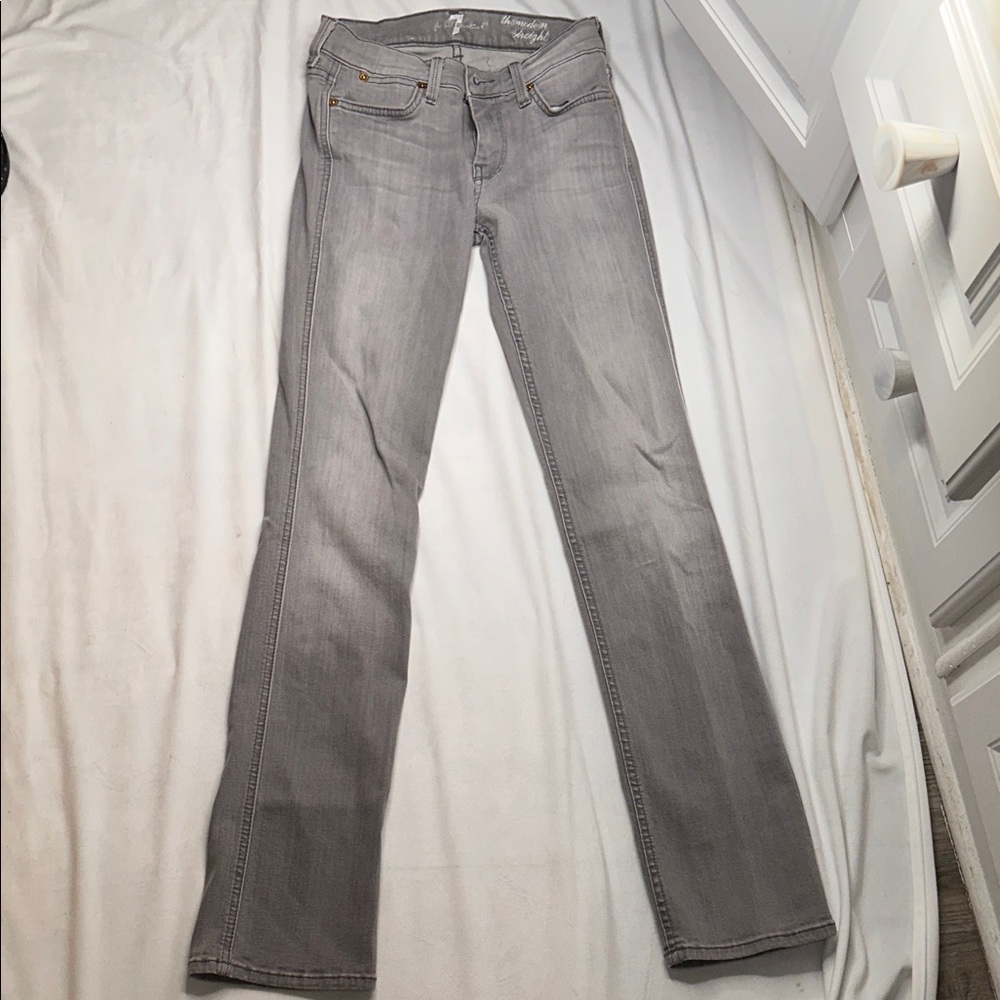 7 For All Mankind Light Gray Straight Leg Jeans
